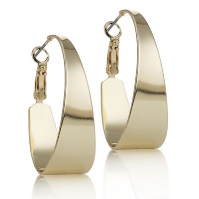 Designer gold large oval hoop earring